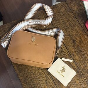U.S. Polo Assn. Women’s Tan Crossbody Bag with Branded Strap